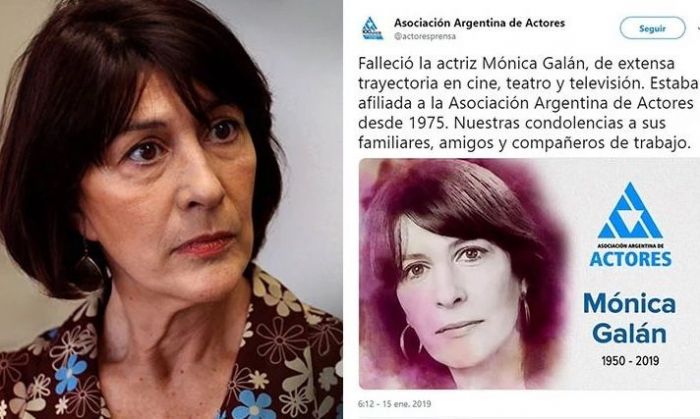 Murió la actriz Mónica Galán