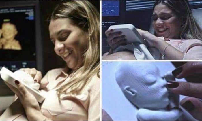 La emotiva historia de una mamá ciega que "conoció" a su bebé a través de una impresión 3D