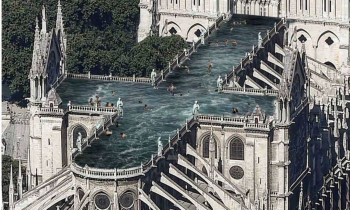 Desde un bosque a una piscina: 12 propuestas de arquitectos para reconstruir Notre Dame