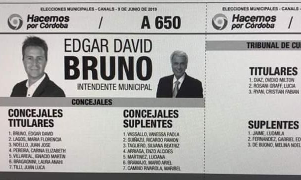 La ciudad en donde aparece De la Sota en una boleta electoral municipal