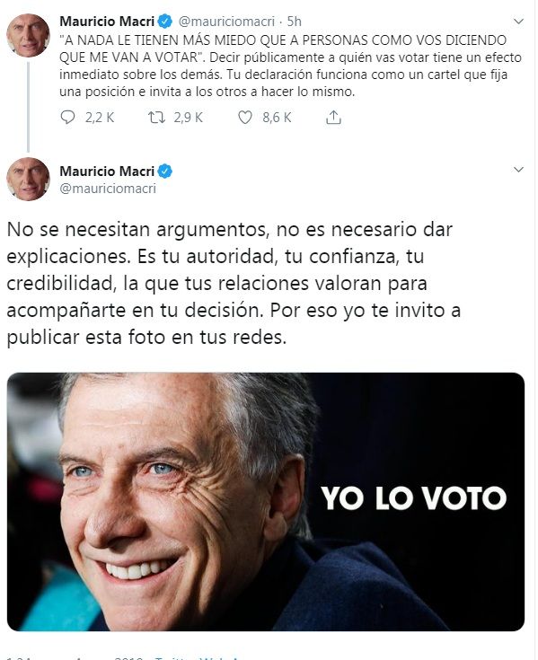 Macri les pidió a los votantes de Juntos por el Cambio que hagan público su apoyo