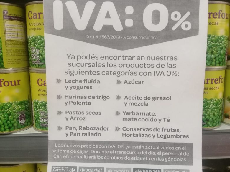 Algunos supermercados eliminaron el IVA