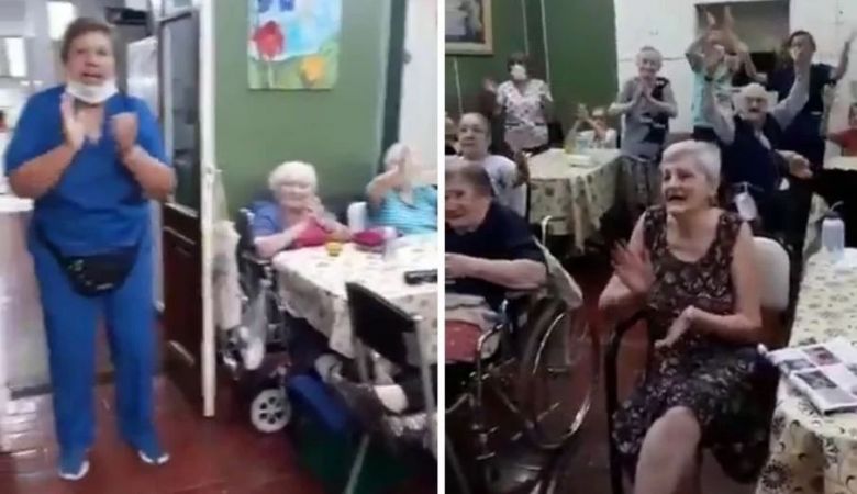Conmovedor video de los abuelos de un geriátrico cantando "Color esperanza" en pleno aislamiento obligatorio