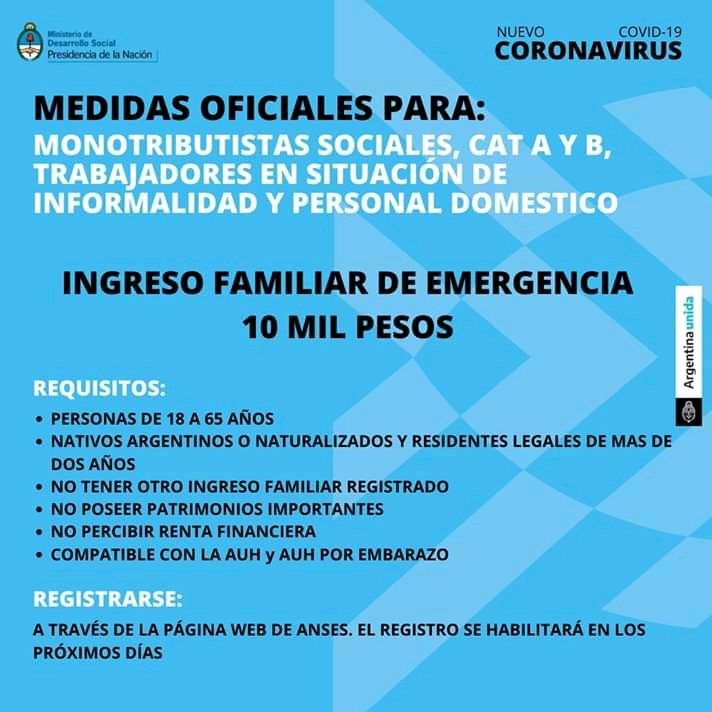 Al menos diez mil hogares riocuartenses recibirán el Ingreso Familiar de Emergencia
