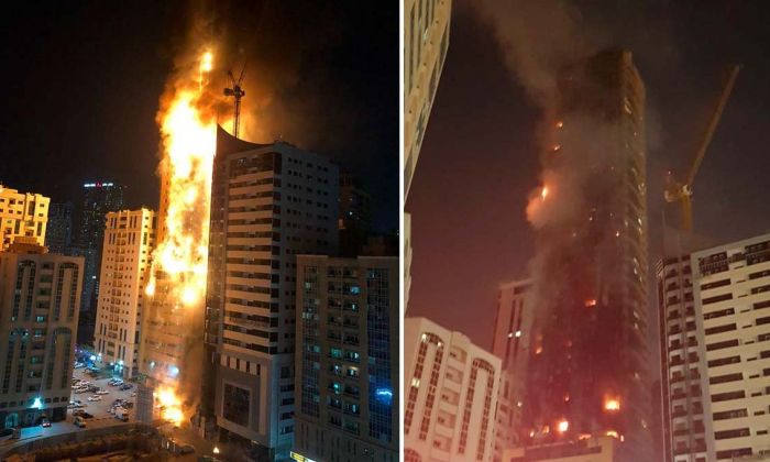 Impactante: se incendió uno de los edificios más altos de Emiratos Árabes Unidos