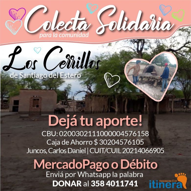 Carlitos Juncos en una campaña para ayudar a una comunidad de Santiago del Estero