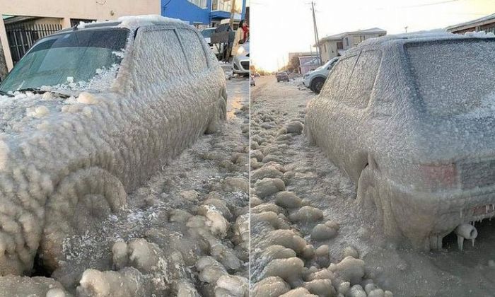 Frío extremo en Tierra del Fuego: la sensación térmica llegó a -20° y se congelaron los autos