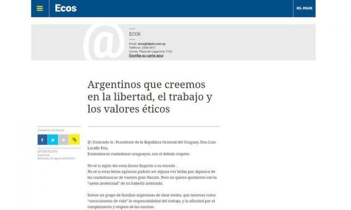 Carta de un argentino al presidente de Uruguay: “¿Tienen previsto algún plan de contingencia para acoger una masiva inmigración productiva?”