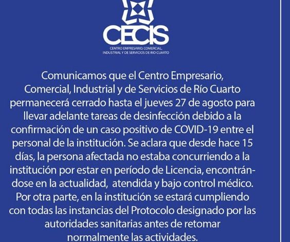 Por un caso positivo de coronavirus, cerraron las oficinas del CECIS