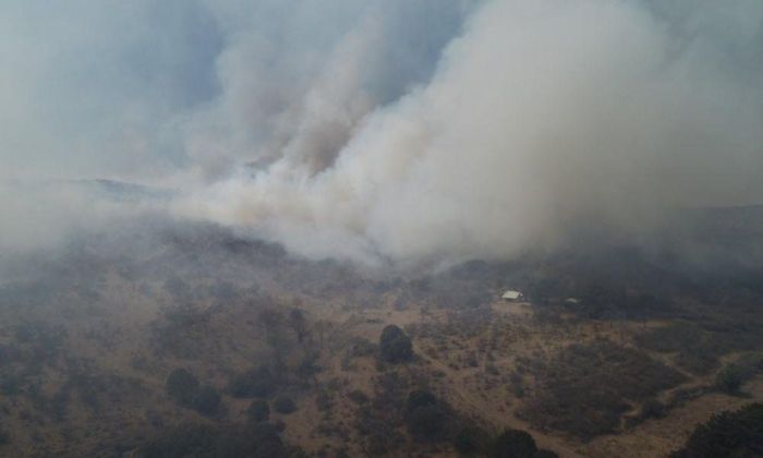 Focos activos de incendio en Alpa Corral, Paravachasca y Cruz del Eje