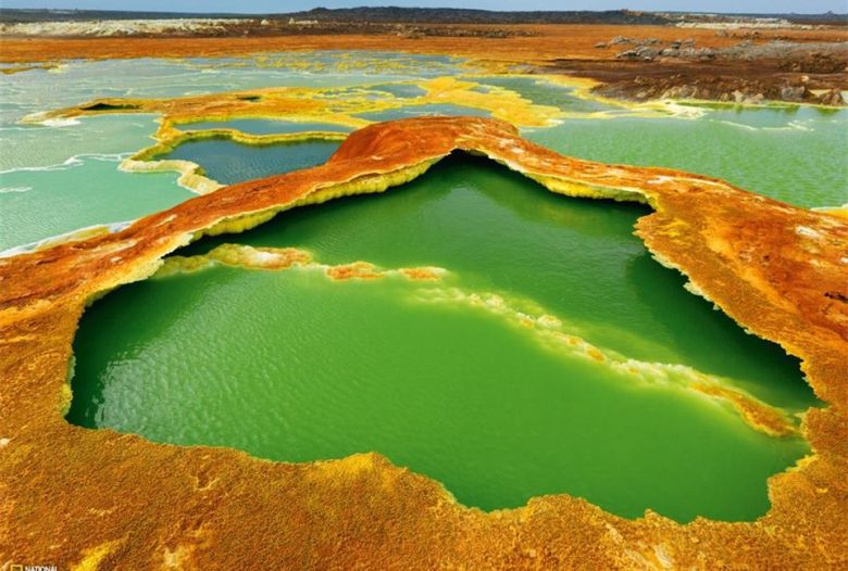 Azufre y algas convierten las fuentes termales en Etiopía