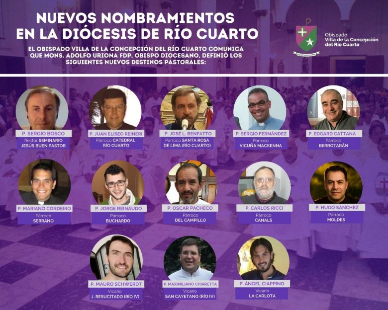 El Obispo Uriona realizó nuevos nombramientos para la Diócesis de Río Cuarto