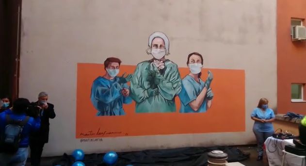 Homenajearon a los enfermeros con un mural en el Hospital San Antonio de Padua