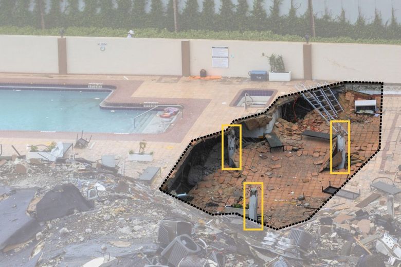 La piscina del edificio derrumbado en Miami y una nueva hipótesis para explicar la tragedia
