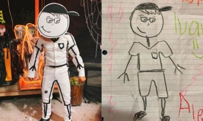 Un maestro se disfrazó para Halloween en base al dibujo que le hizo una alumna que falleció
