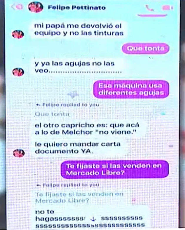 Revelaron presuntos chats de Felipe Pettinato sobre su relación con Melchor Rodrigo