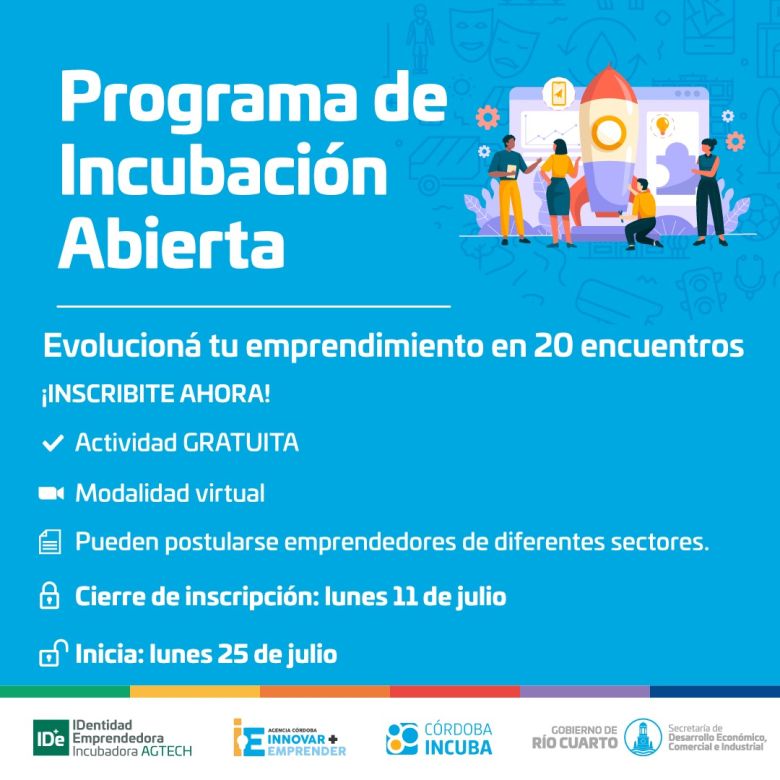 Programa de Incubación Abierta: Se extiende el período de inscripción hasta el lunes 11 de julio