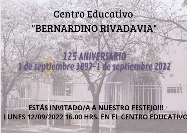 El Centro Educativo Bernardino Rivadavia cumple 125 años 