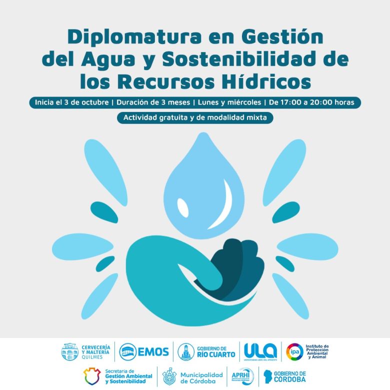 Río Cuarto dictará una diplomatura en Gestión del Agua y Sostenibilidad