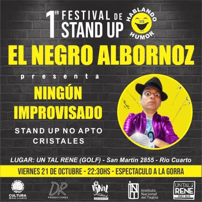 El “Negro Albornoz” llega al 1er Festival de Stand Up de Río Cuarto 