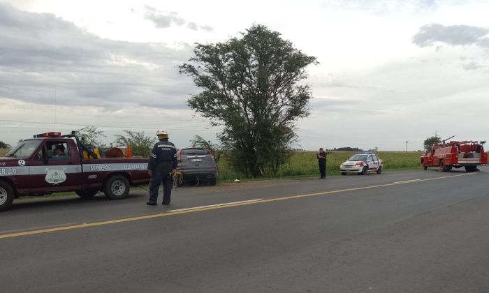 Ruta 158: despiste y vuelco de un vehículo que iba desde Chaco a Mendoza
