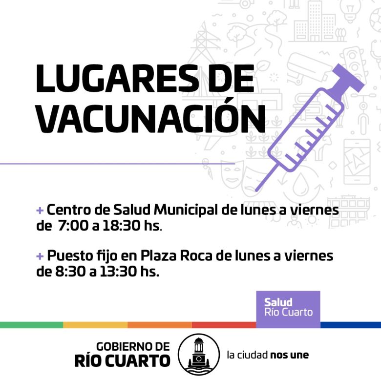 Continúa la vacunación contra el COVID en la Plaza Roca y en el Centro de Salud