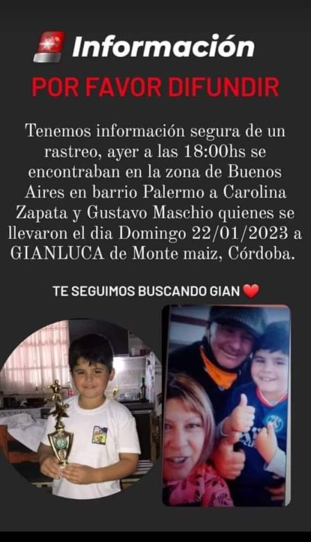Alerta Nacional: un niño de Monte Maíz es buscado por su abuelo