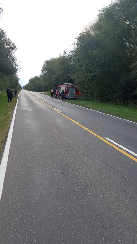 Una camioneta tomó fuego al despistar sobre ruta 30,  km 38