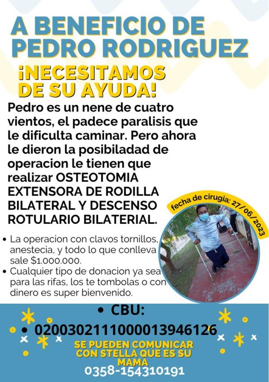 Pedro Rodríguez, el niño que necesita recaudar un millón de pesos para su tratamiento