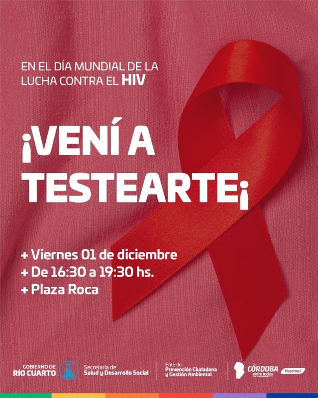 Día Mundial de la Lucha contra el HIV: mañana habrá testeos en la Plaza Roca