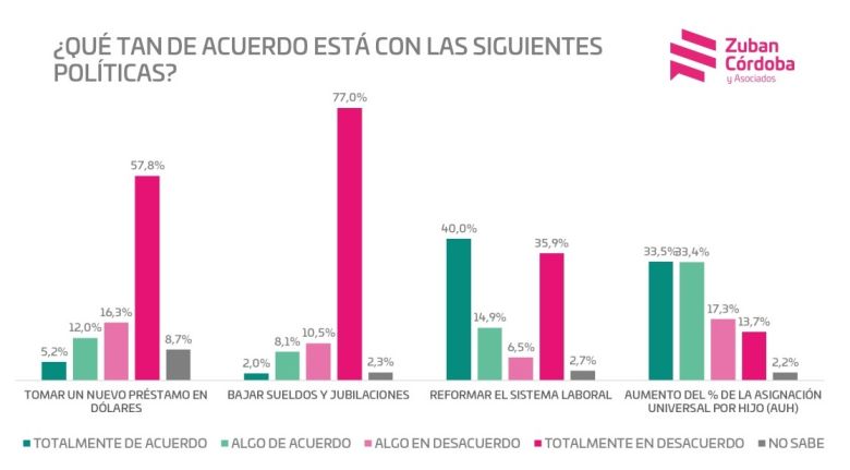 Según Zuban Córdoba, bajar sueldos y jubilaciones es la medida más cuestionada por la población