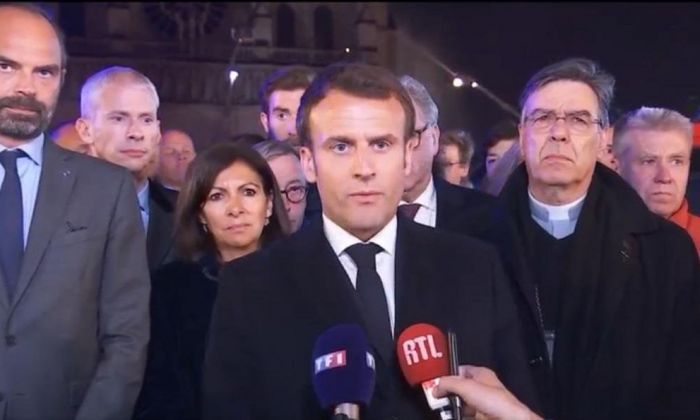 El presidente de Francia aseguró que entre todos van a reconstruir Notre Dame