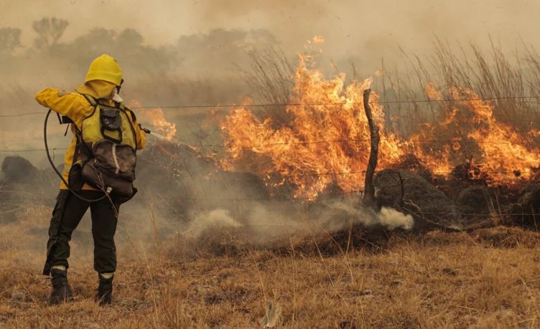 La conmovedora foto de un bombero que refleja el drama por los incendios en Corrientes