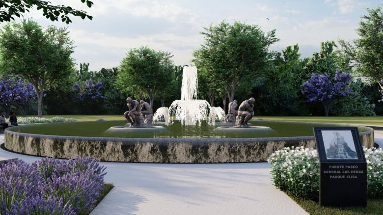 El parque Las Heras de Córdoba volverá a tener una fuente y esculturas originales