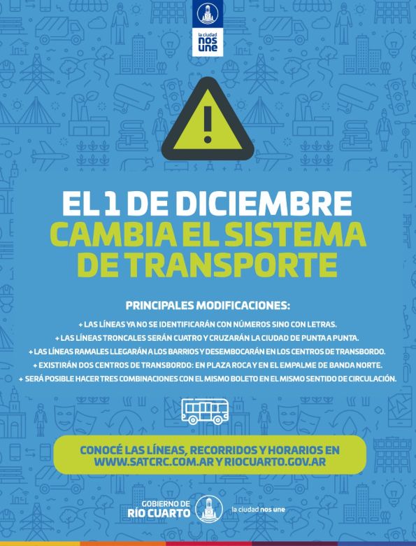 Desde el 1° de diciembre se pone en vigencia el nuevo sistema de transporte urbano